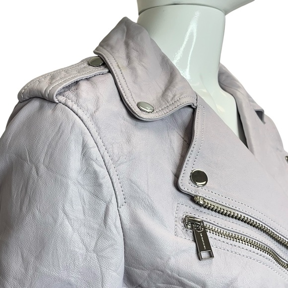 MICHAEL Michael Kors Pale Orchid Genuine Lambskin Leather Moto Jacket Size M - Picture 12 of 15